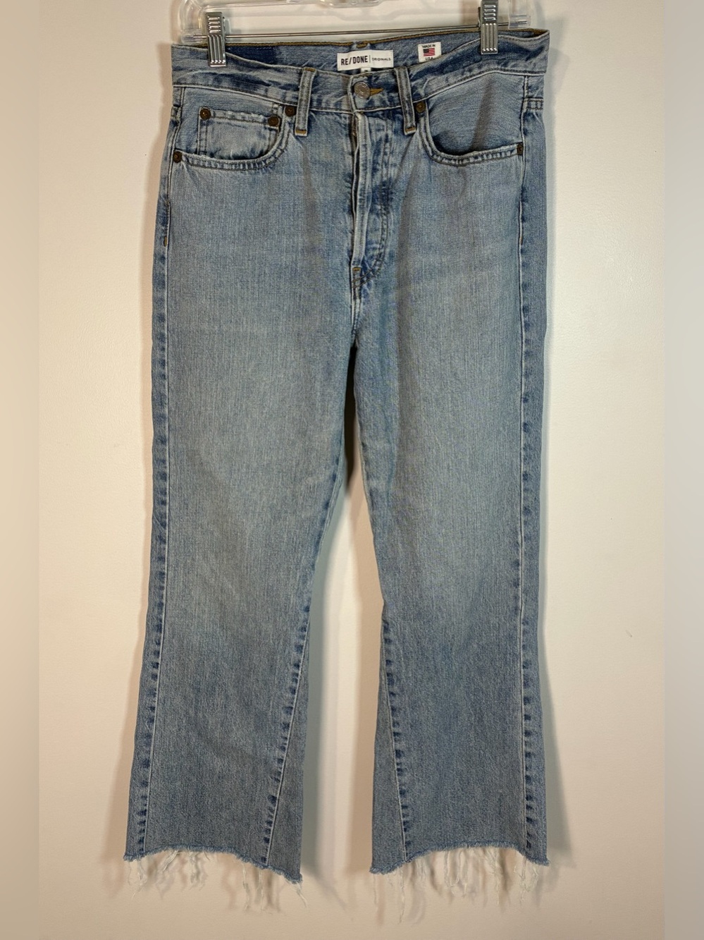 Re/Done High Rise Crop Flare Jeans, Blue, Women’s 28